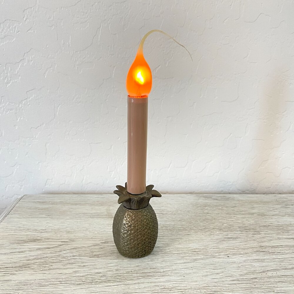 Vintage Brass Pineapple Candlestick Light Lamp Impulse Giftware